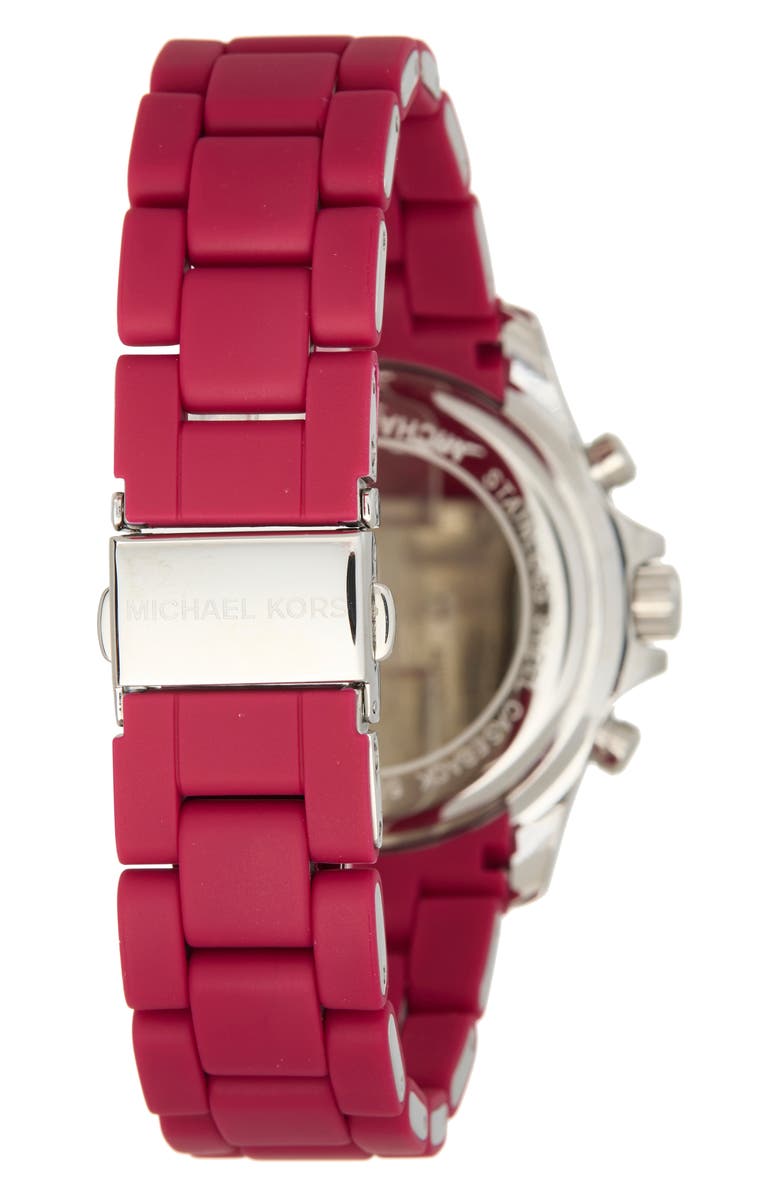 Michael Kors Everest Chronograph Silicone Strap Watch, 40mm, Alternate, color, Silver