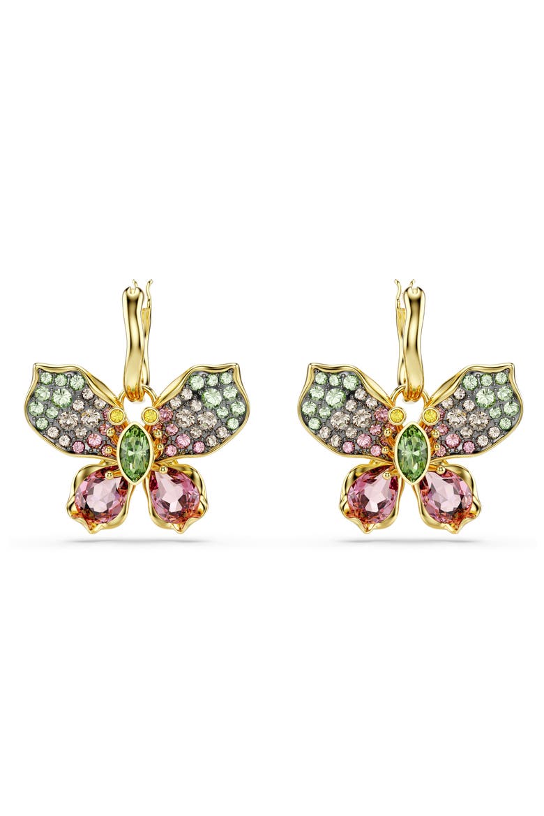 Idyllia Butterfly Crystal Stud Earrings, Alternate, color, GOLD MULTI