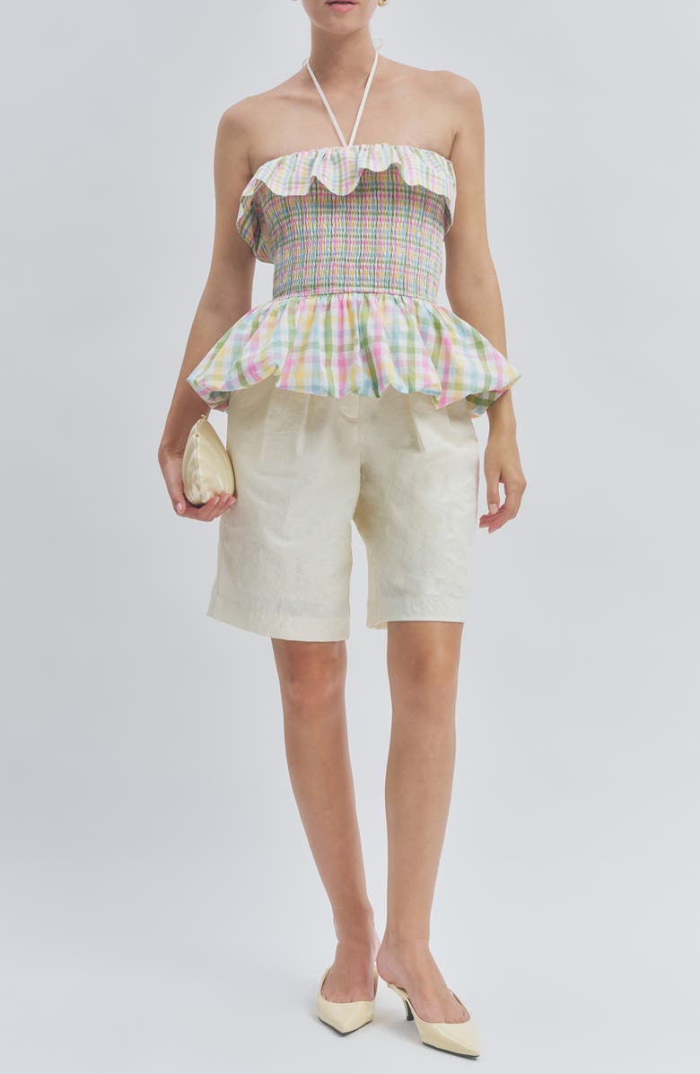 MAUDE CLUB Goldie Halter Top, Alternate, color, Multi Plaid