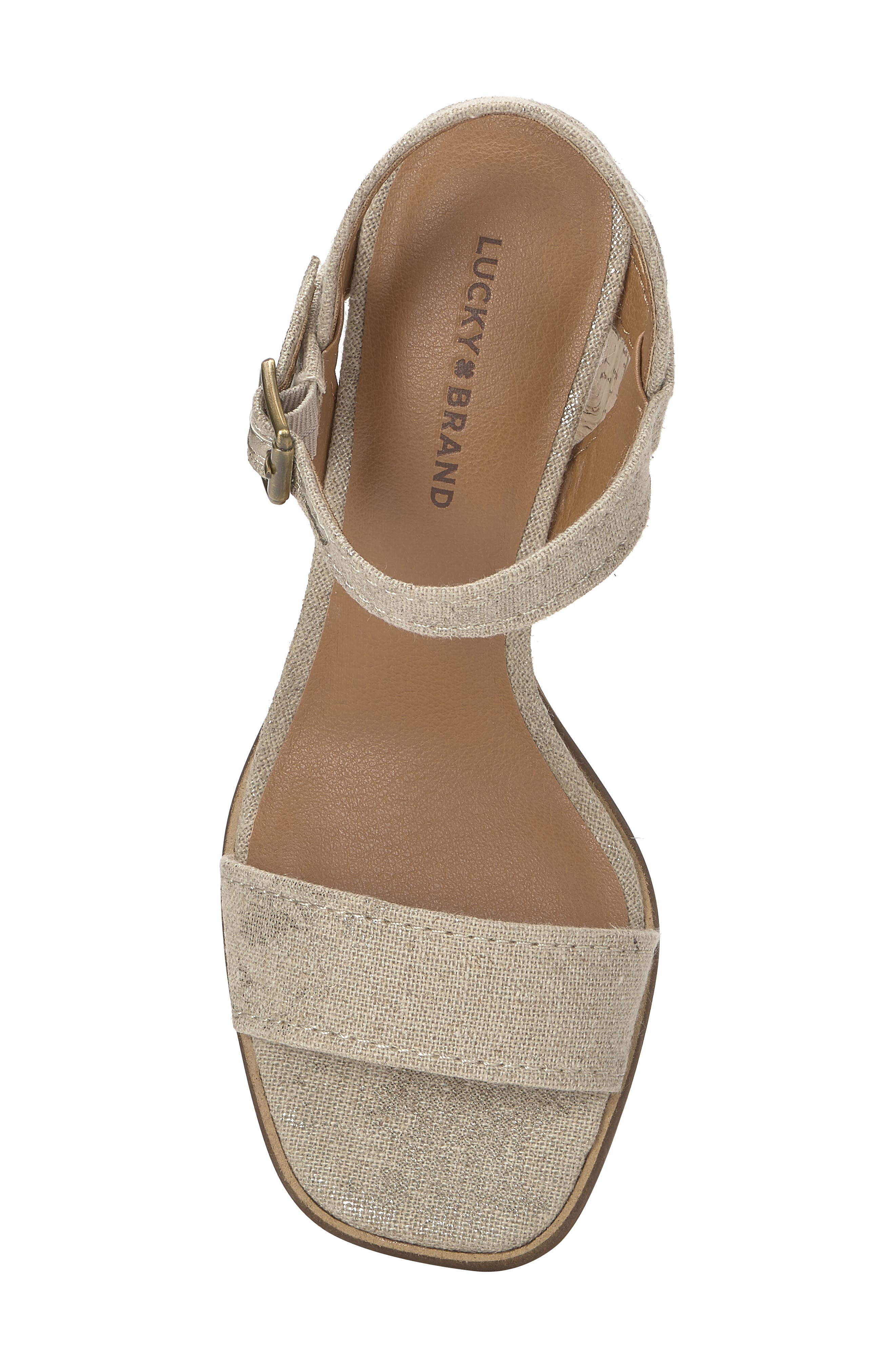 Lucky Brand Hallia Ankle Strap Sandal, Alternate, color, Natural/ Platino