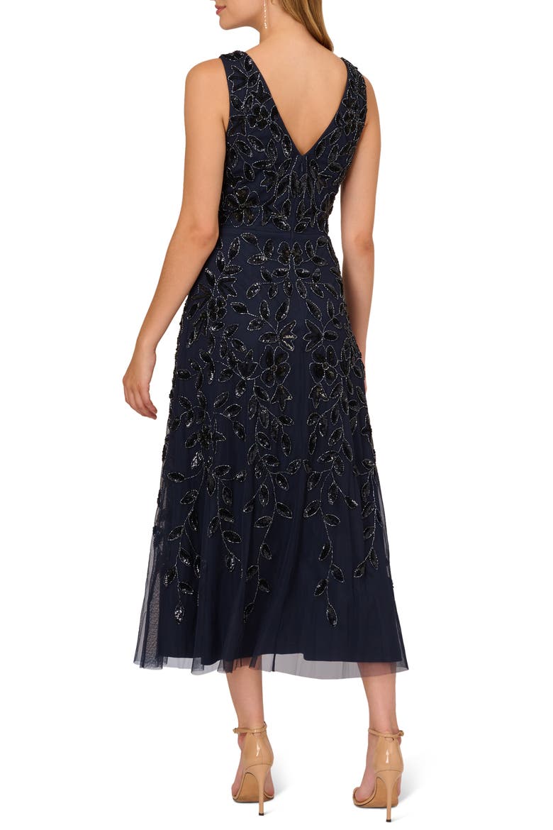 Beaded Sequin Cocktail Dress, Alternate, color, NAVY