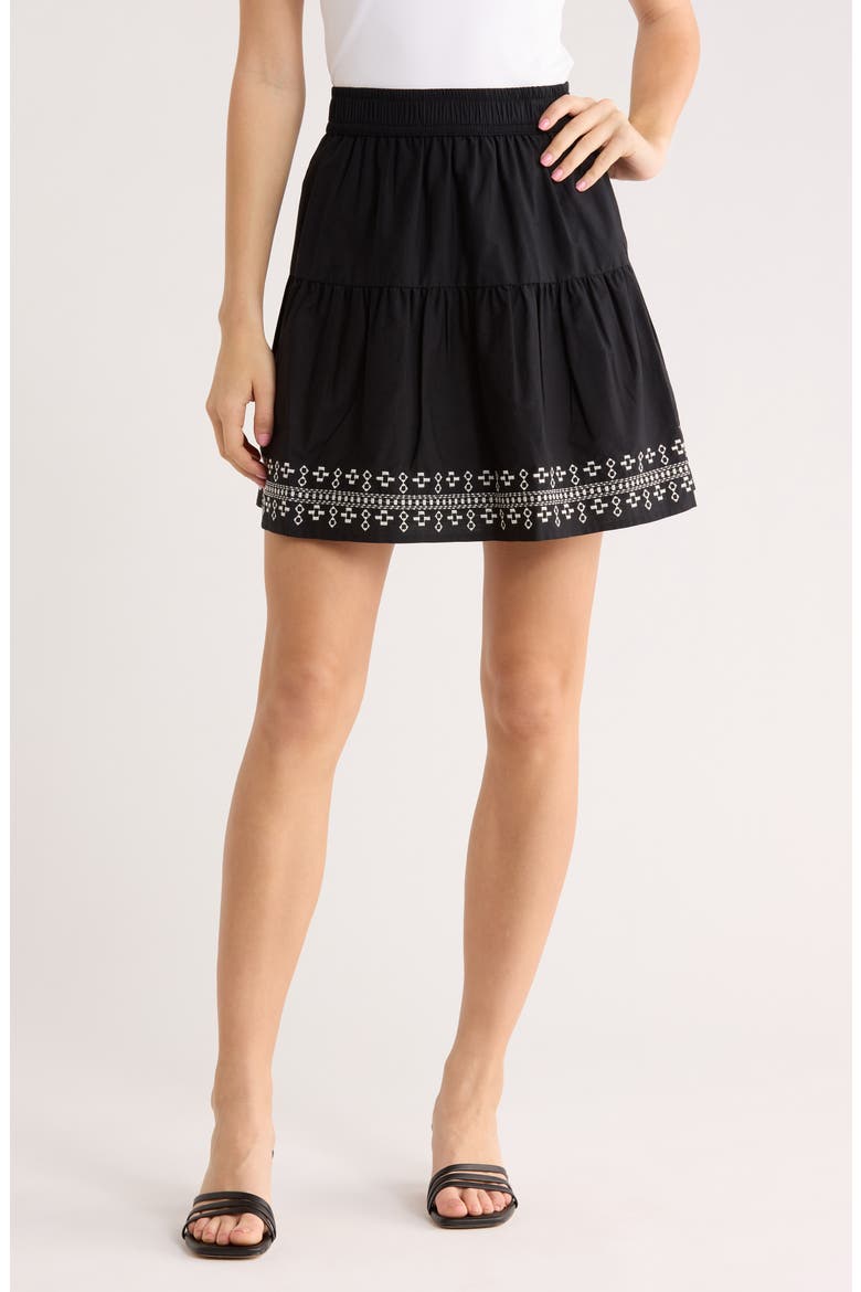 Embroidered Cotton Blend Miniskirt, Main, color, BLACK COMBO