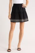 Melrose and Market Embroidered Cotton Blend Miniskirt