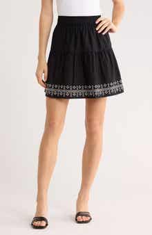 Melrose and Market Embroidered Cotton Blend Miniskirt