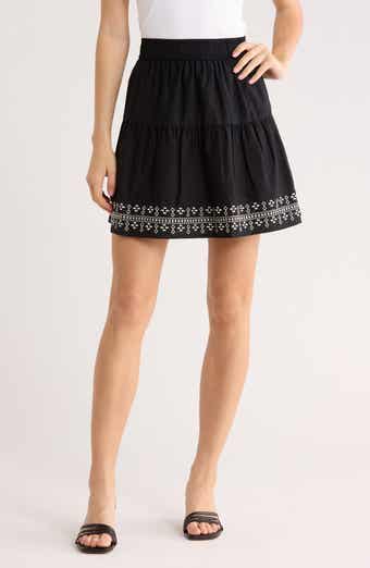 Melrose and Market Embroidered Cotton Blend Miniskirt