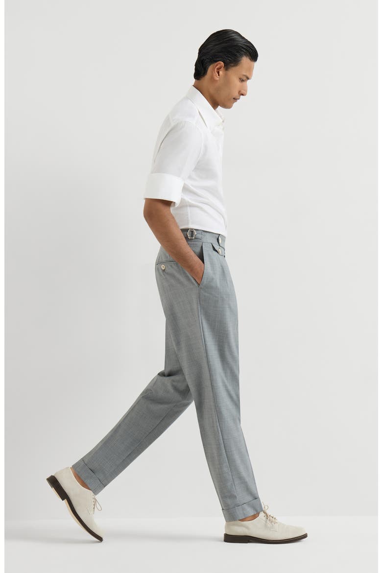 Trousers with double pleats and tabs, Alternate, color, Grey