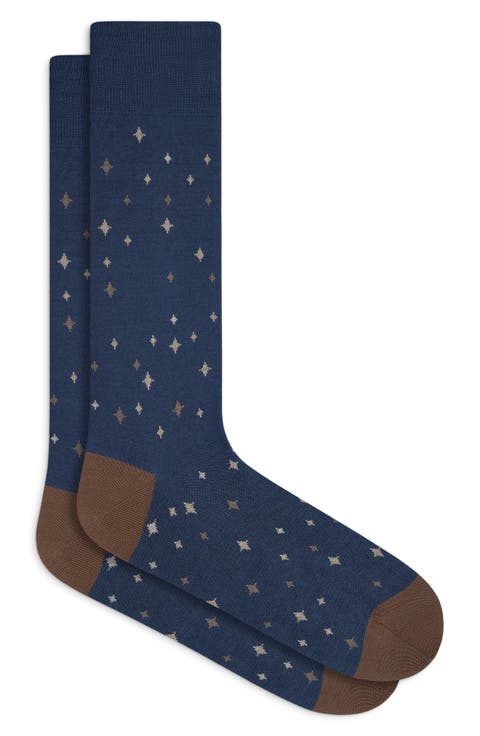 Star Pattern Mercerized Cotton Blend Dress Socks