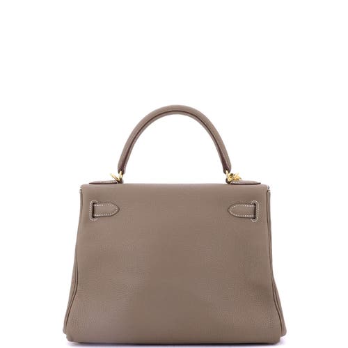 Pre-owned Hermes Hermes Kelly Handbag Grey Togo With Gold Hardware 28 In Brown