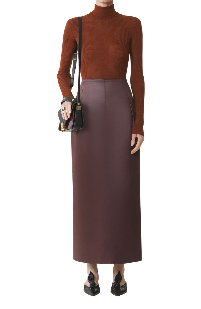 Lanvin Straight Skirt In Cotton And Viscose, Main, color, Mocha