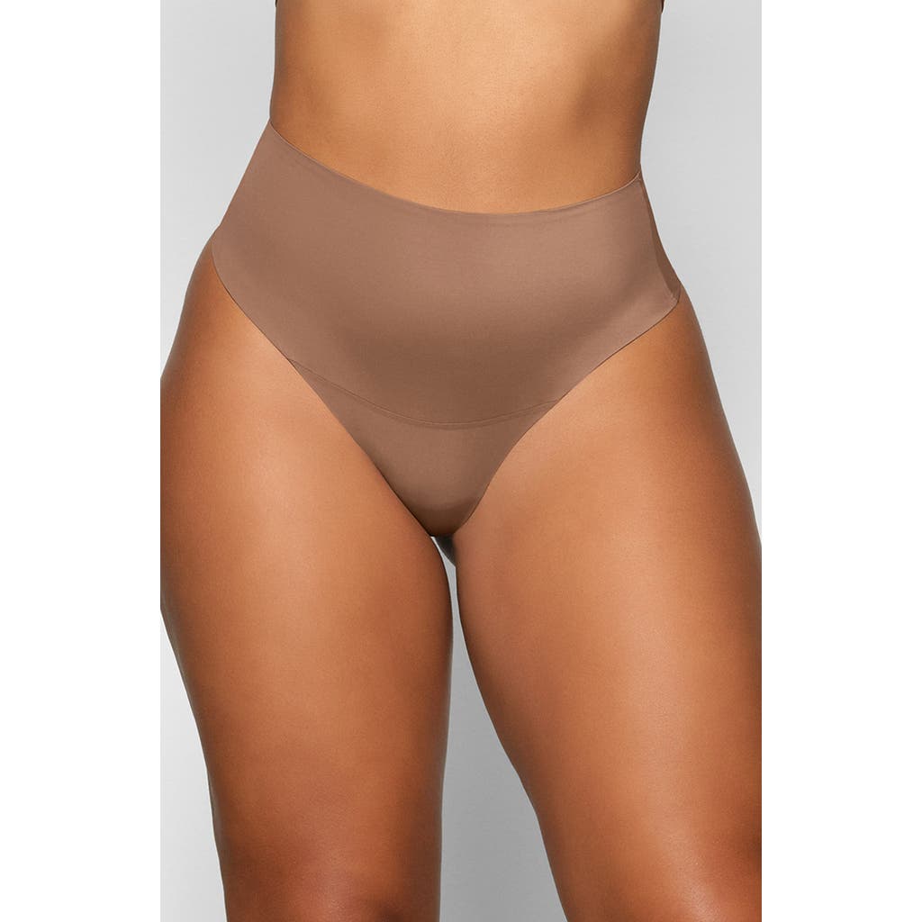 Skims Smoothing Intimates High Waist Thong In Brown