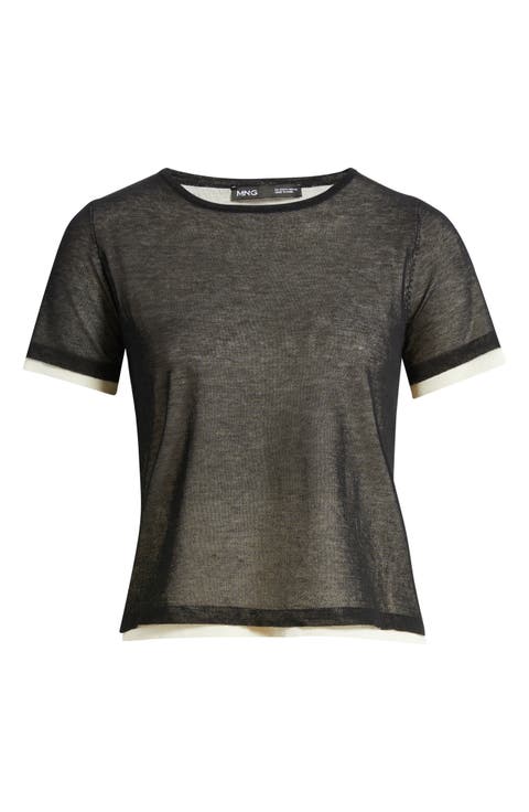 Bipol Tipped Short Sleeve Sweater