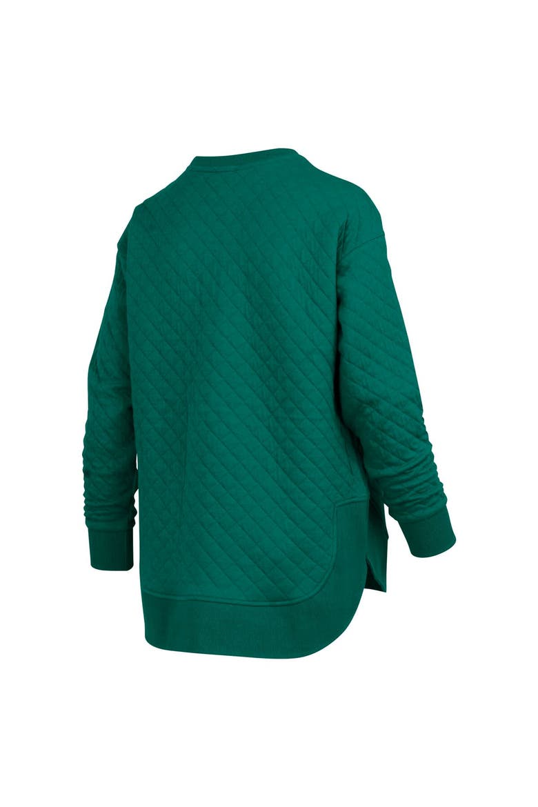 Women's Pressbox Green Michigan State Spartans Quilted Long Sleeve Pullover Sweatshirt, Alternate, color, Green