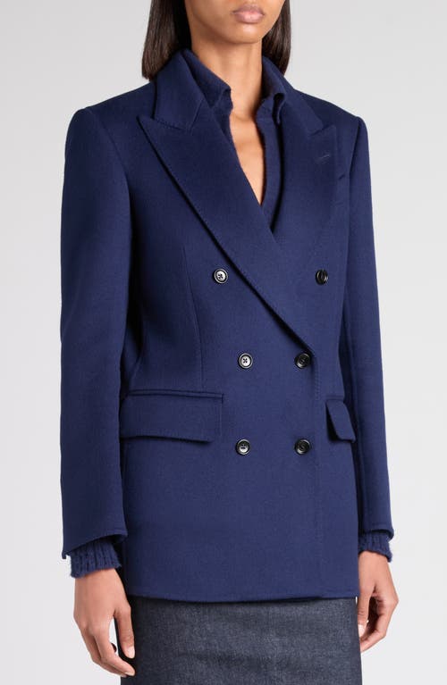 Tom Ford Double Breasted Wool & Cashmere Blazer In Blue