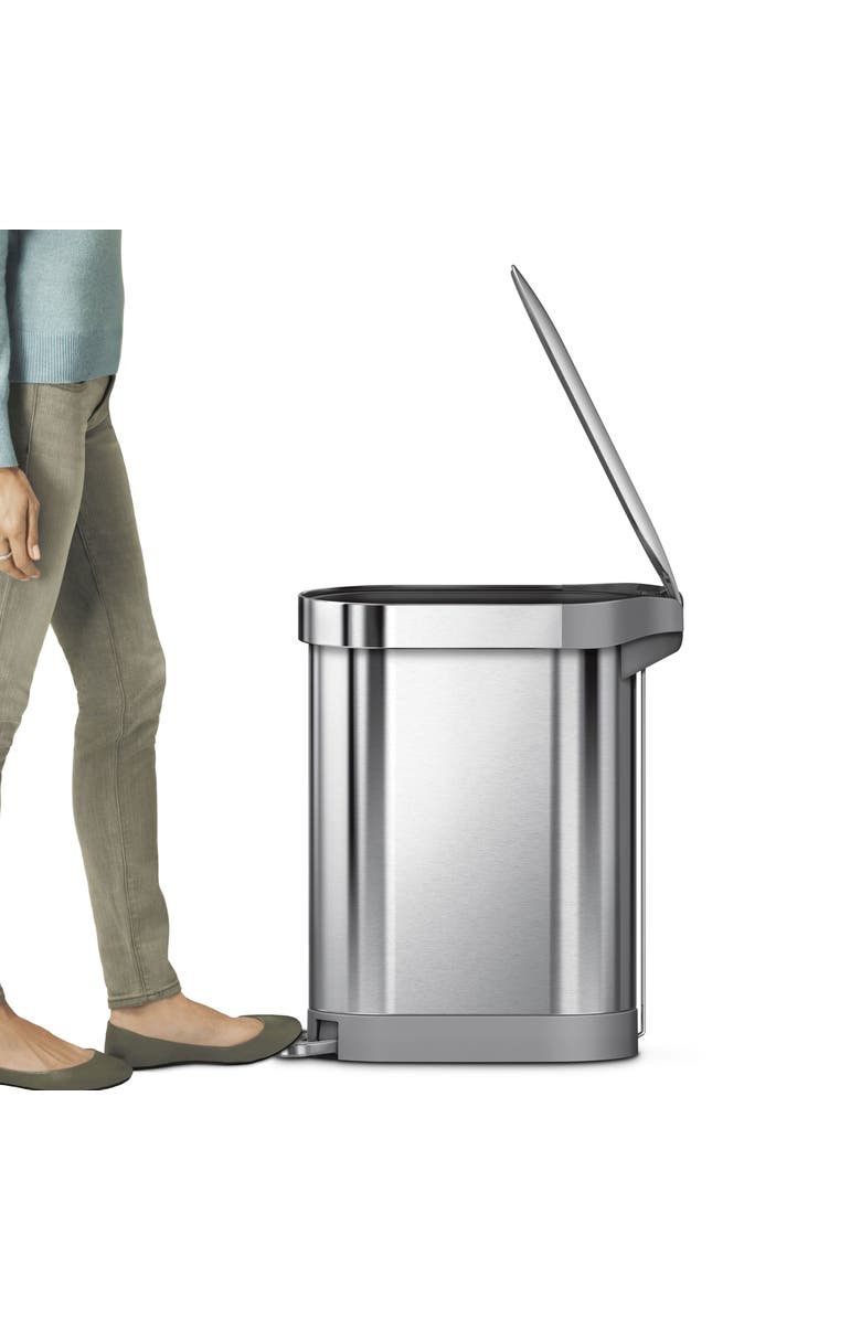 simplehuman 45L slim step can, Alternate, color, Brushed