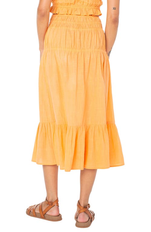 Roxy Malia Tiered Cotton Midi Skirt In Muskmelon Solid