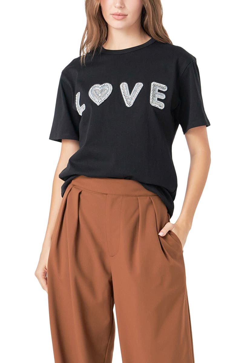 Endless Rose Bead Embellished Patch T-Shirt, Alternate, color, 