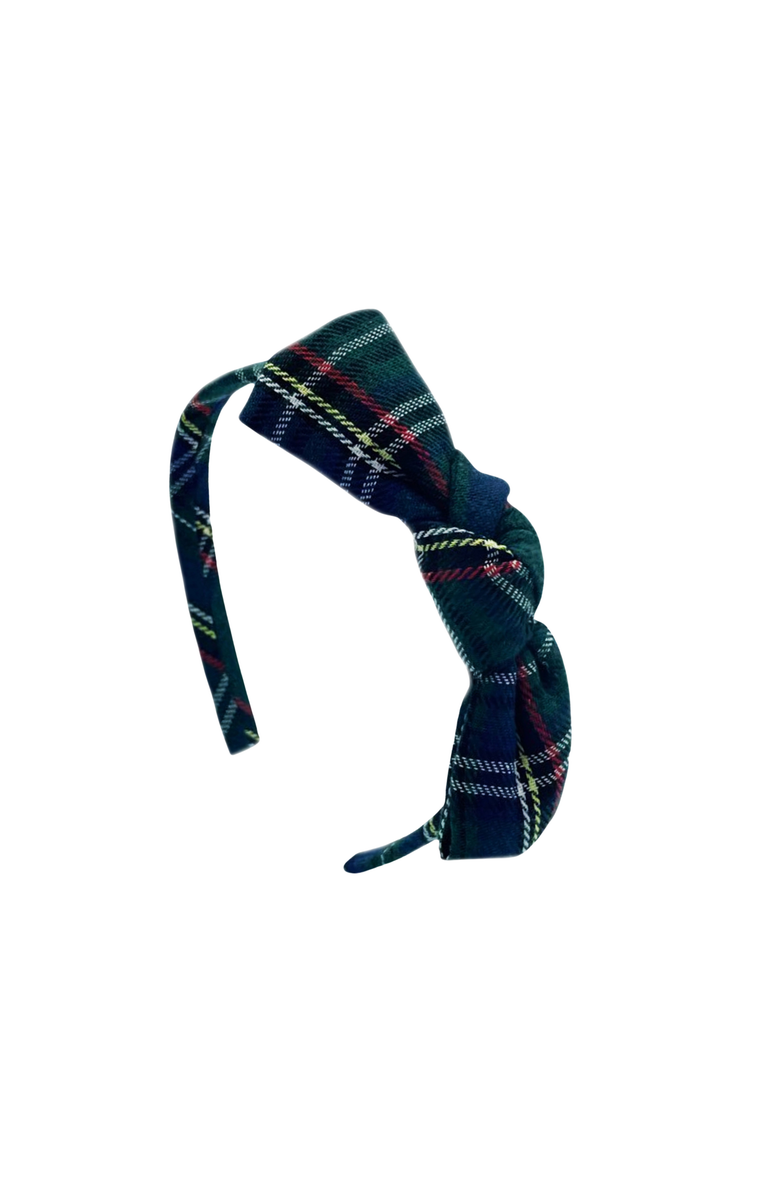 Bits & Bows Plaid Girls' Bow Headband, Main, color, Green Plaid