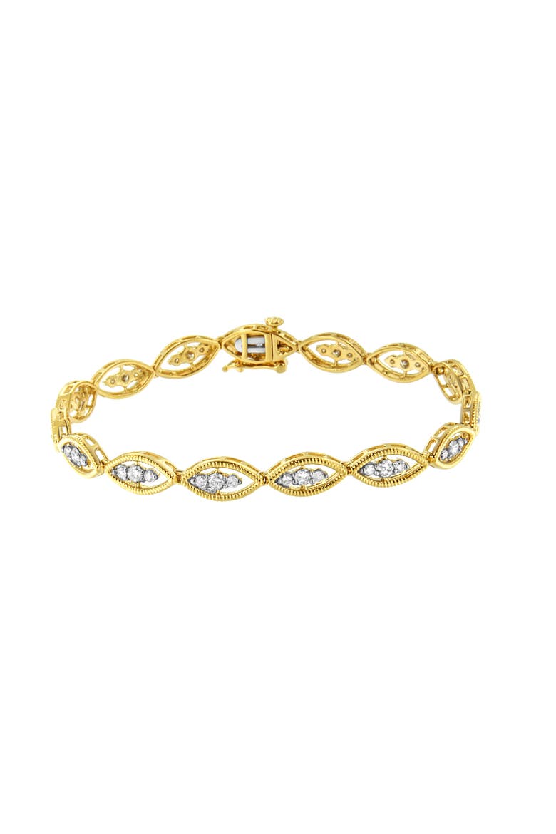 10K Yellow Gold Plated Silver 1 cttw Prong Set Diamond Link Bracelet, Alternate, color, Yellow