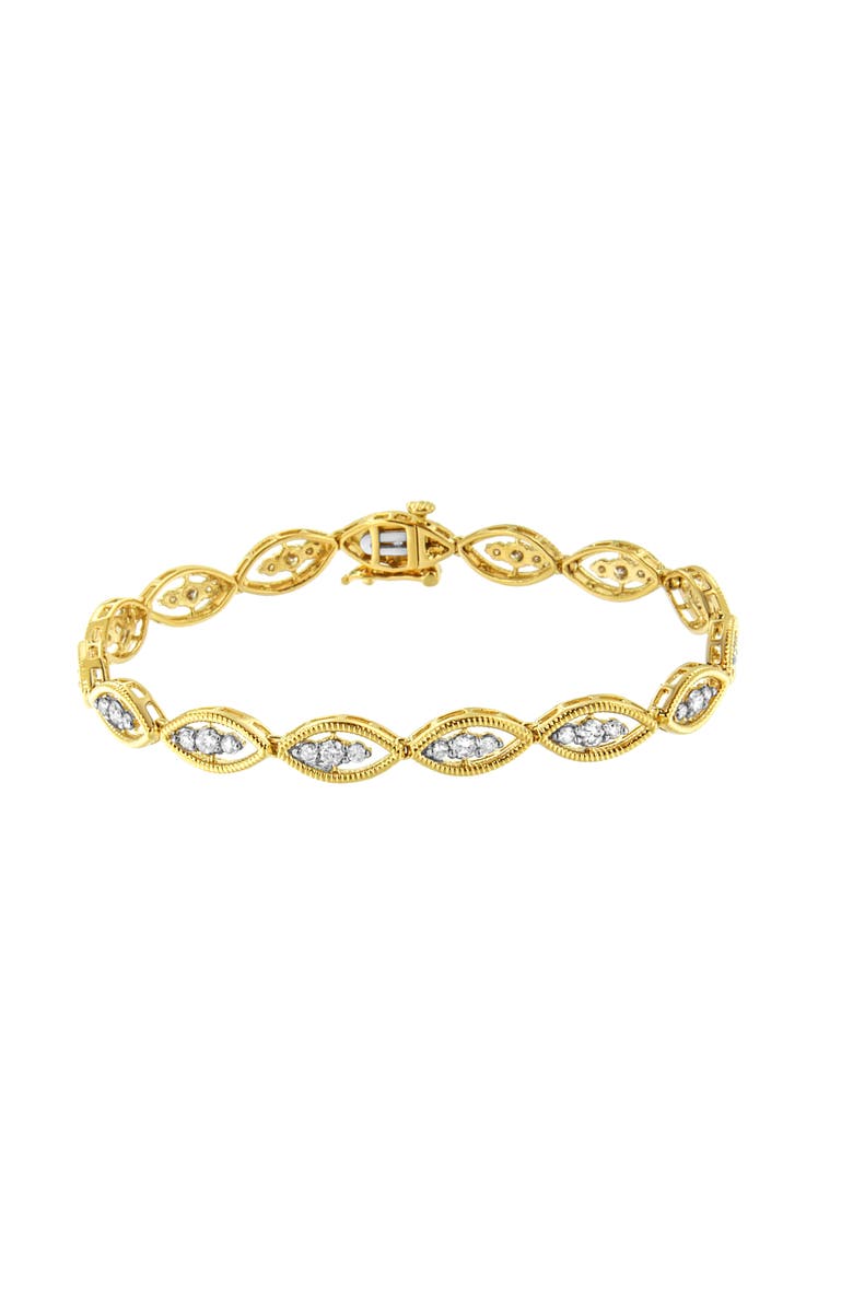 Haus of Brilliance 10K Yellow Gold Plated Silver 1 cttw Prong Set Diamond Link Bracelet, Alternate, color, Yellow