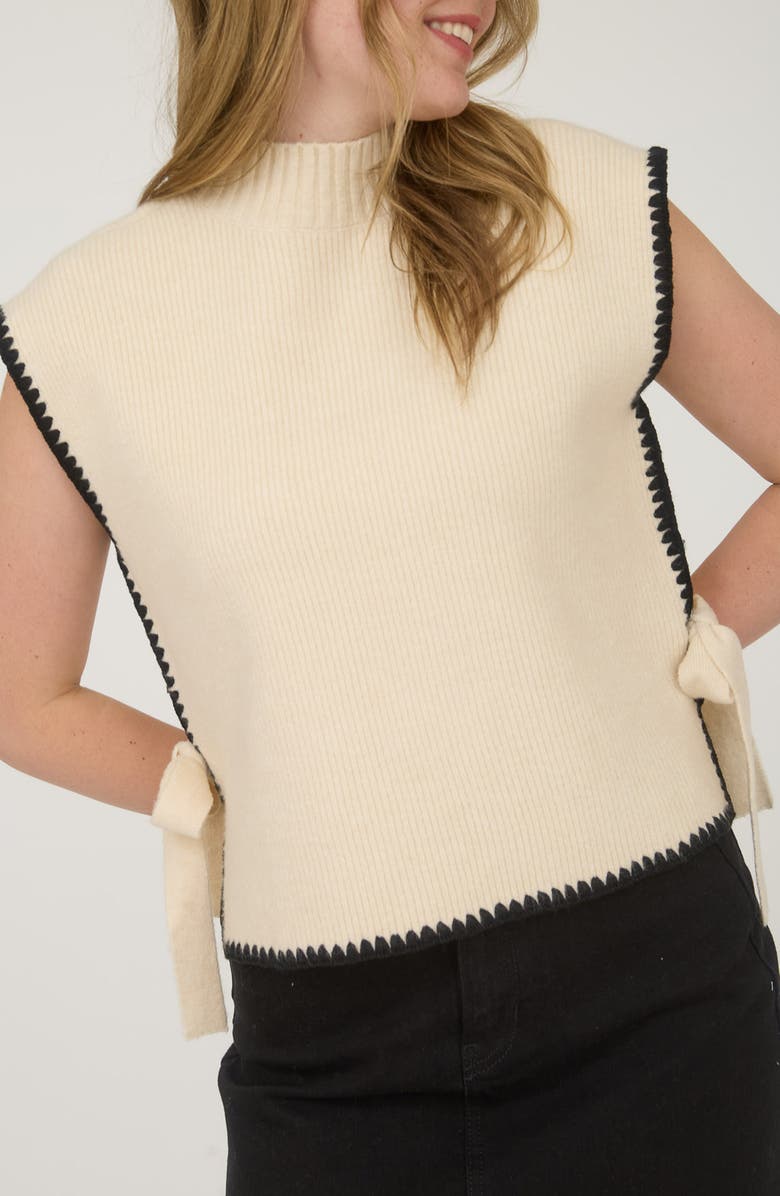 Blu Pepper Side Bow Cap Sleeve Sweater, Alternate, color, Oatmeal