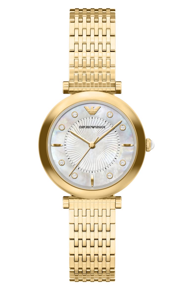 Archelia Mother-of-Pearl Bracelet Watch, 32mm, Main, color, GOLD