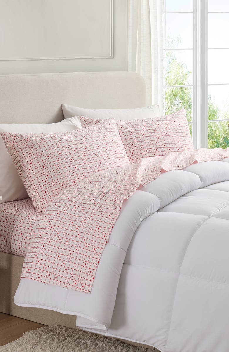 Hallmark Love Grid Sheet Set, Alternate, color, White/Red