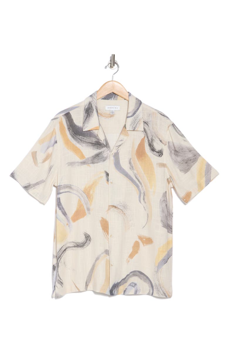 JASON WU Abstract Camp Shirt, Alternate, color,