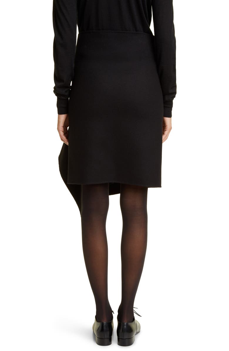 The Row Bartellina Ruffle Detail Cashmere Skirt, Alternate, color, Black