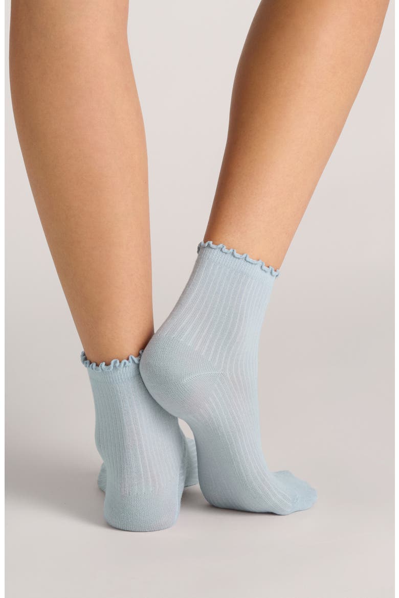 Assorted 3-Pack Ruffle Trim Crew Socks, Alternate, color, DARK GREEN