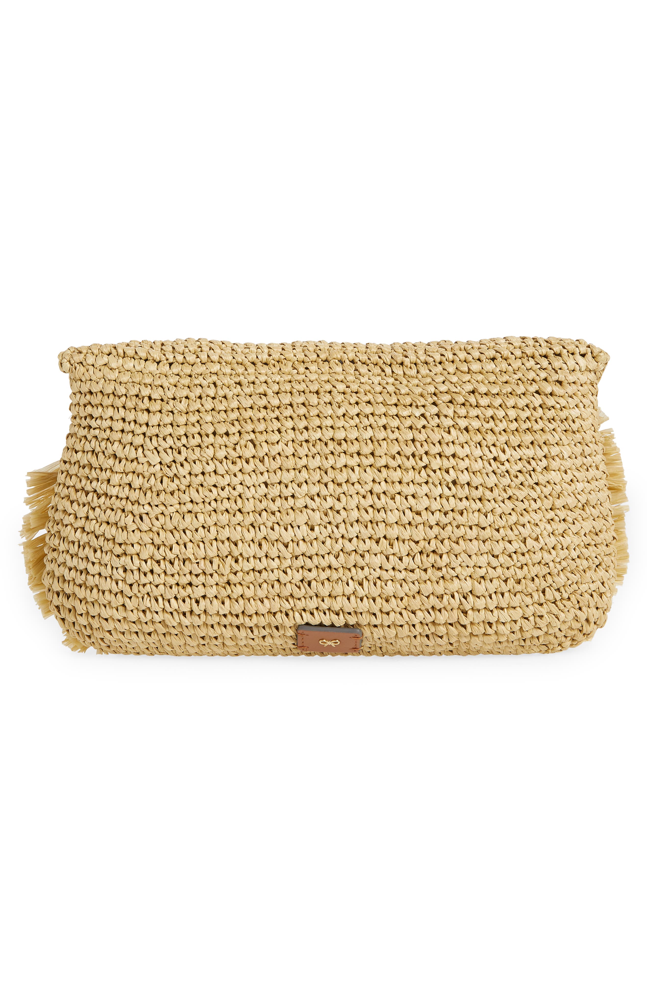 Anya Hindmarch Bow Crocheted Raffia Clutch, Alternate, color, 