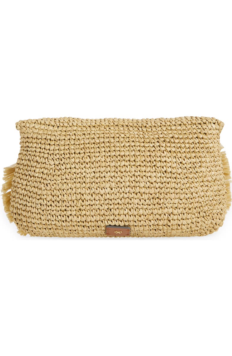 Anya Hindmarch Bow Crocheted Raffia Clutch, Alternate, color,