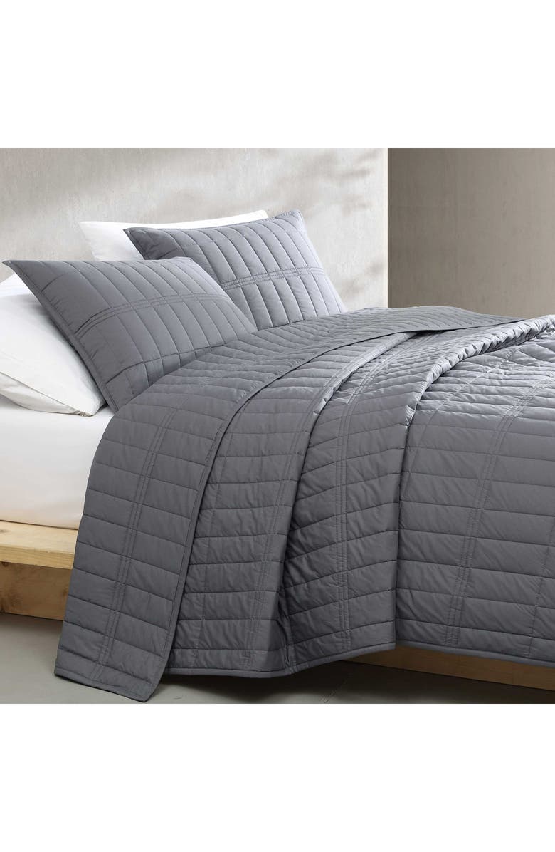 Calvin Klein Washed Percale Quilt & Shams Set, Alternate, color, Dark Grey