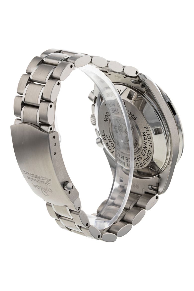 Omega Preowned 2010 Speedmaster Moonwatch Bracelet Chronograph Watch, 42mm, Alternate, color, BLACK/SILVER