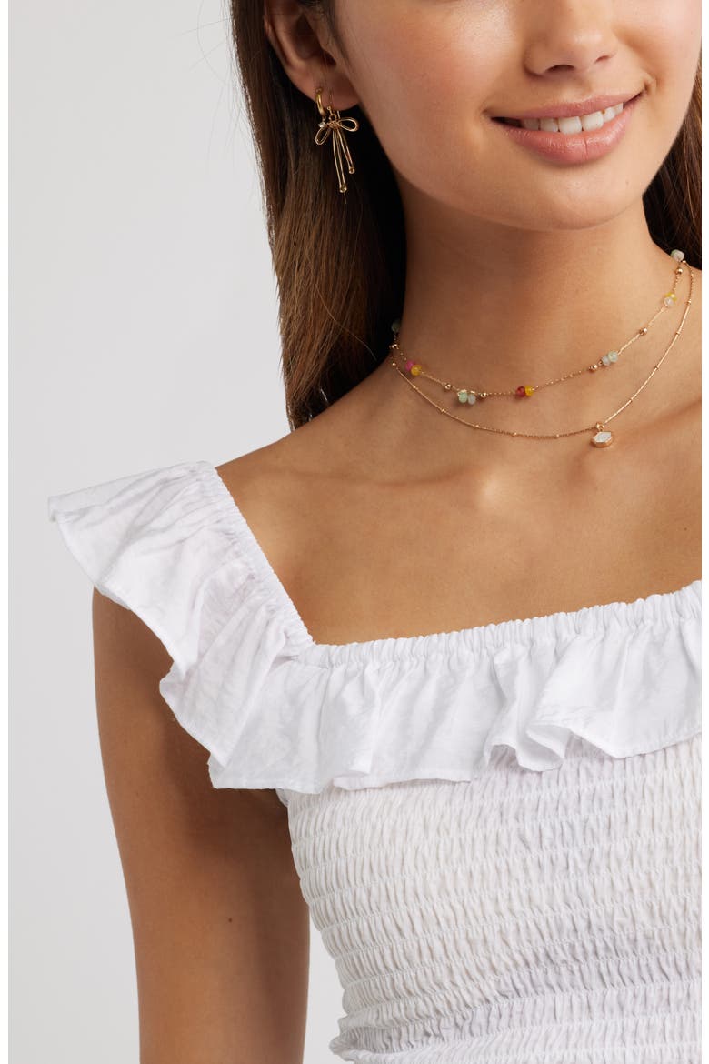 Smocked Ruffle Trim Tank, Alternate, color, WHITE