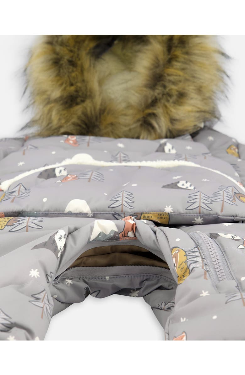 Deux par Deux One-Piece Snug Snowsuit Designed for Car Seat Bear, Alternate, color, Gray