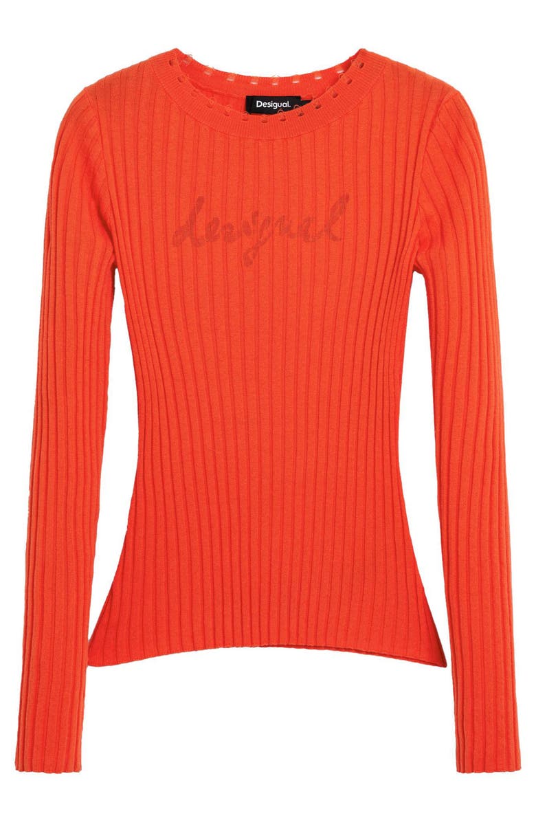 Desigual Long Sleeve Rib T-Shirt, Alternate, color, Orange