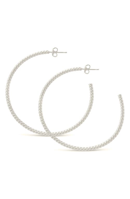 Sterling Forever Rope Twist Hoop Earrings In Metallic