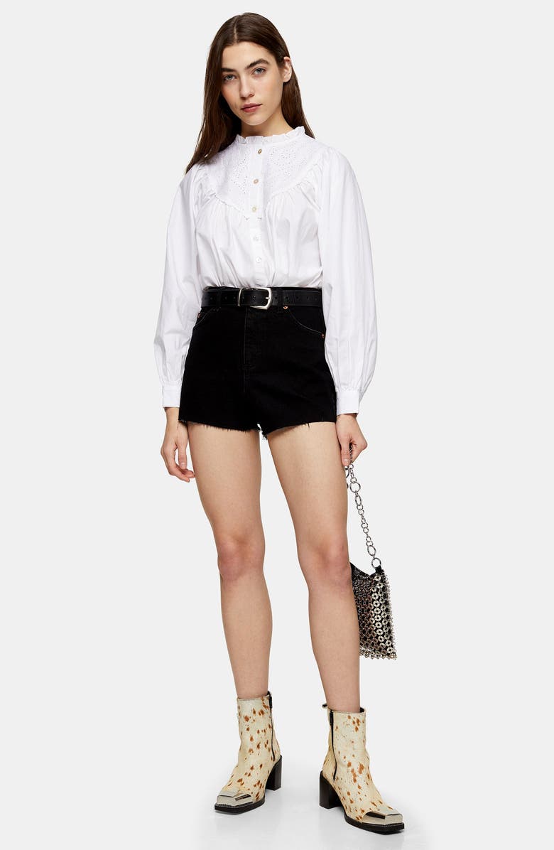 Topshop Premium Denim Mom Shorts, Alternate, color, 