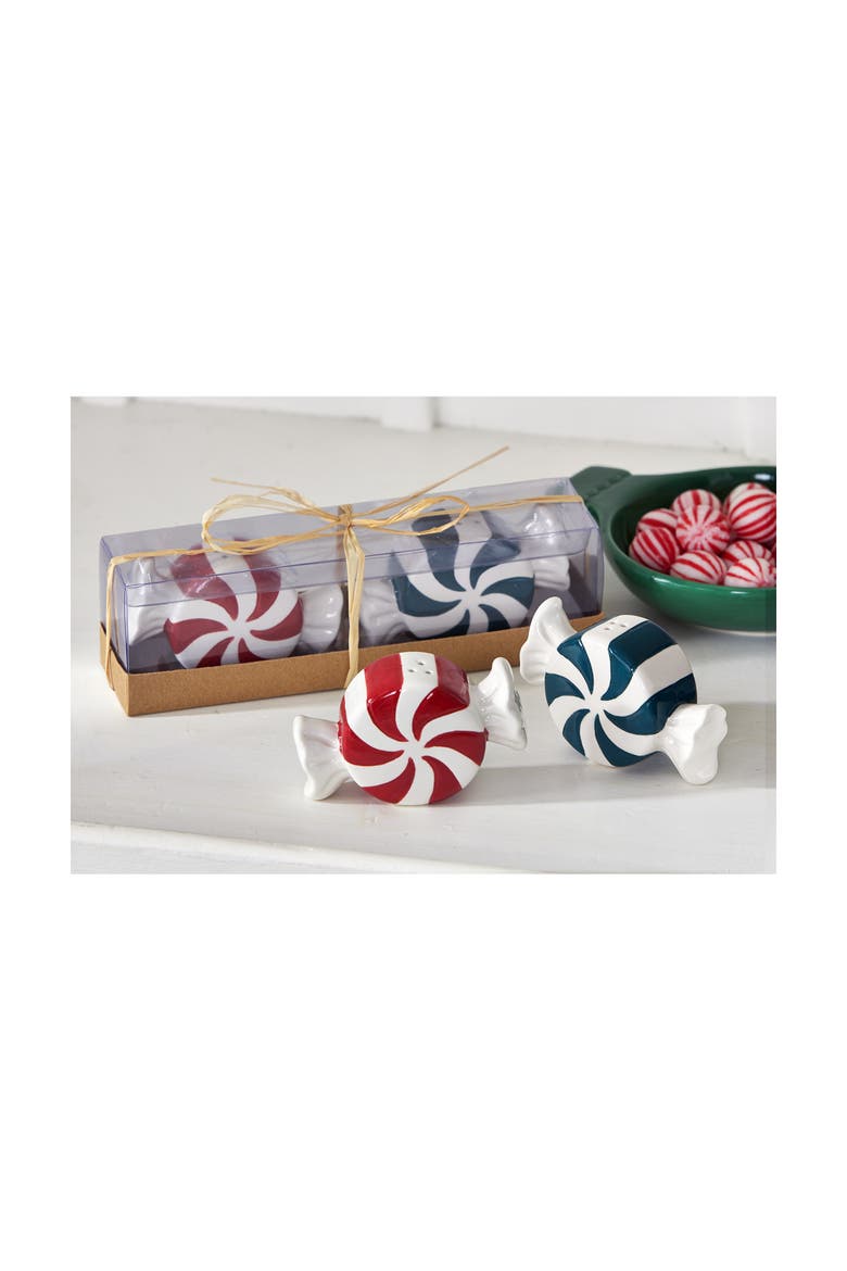 Peppermint Twist Salt and Pepper Shakers Set of Two Christmas, Alternate, color, Multicolored