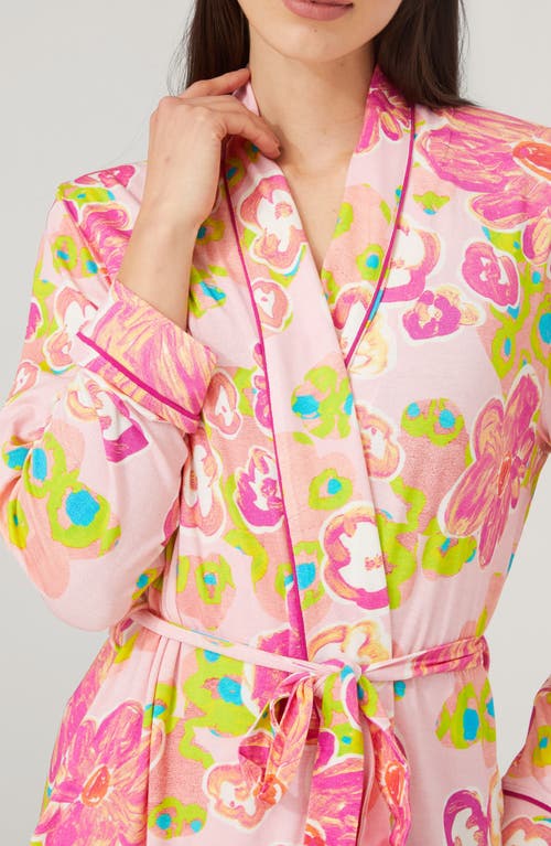 Alivia Joey Print Robe In Floral Pond Pink