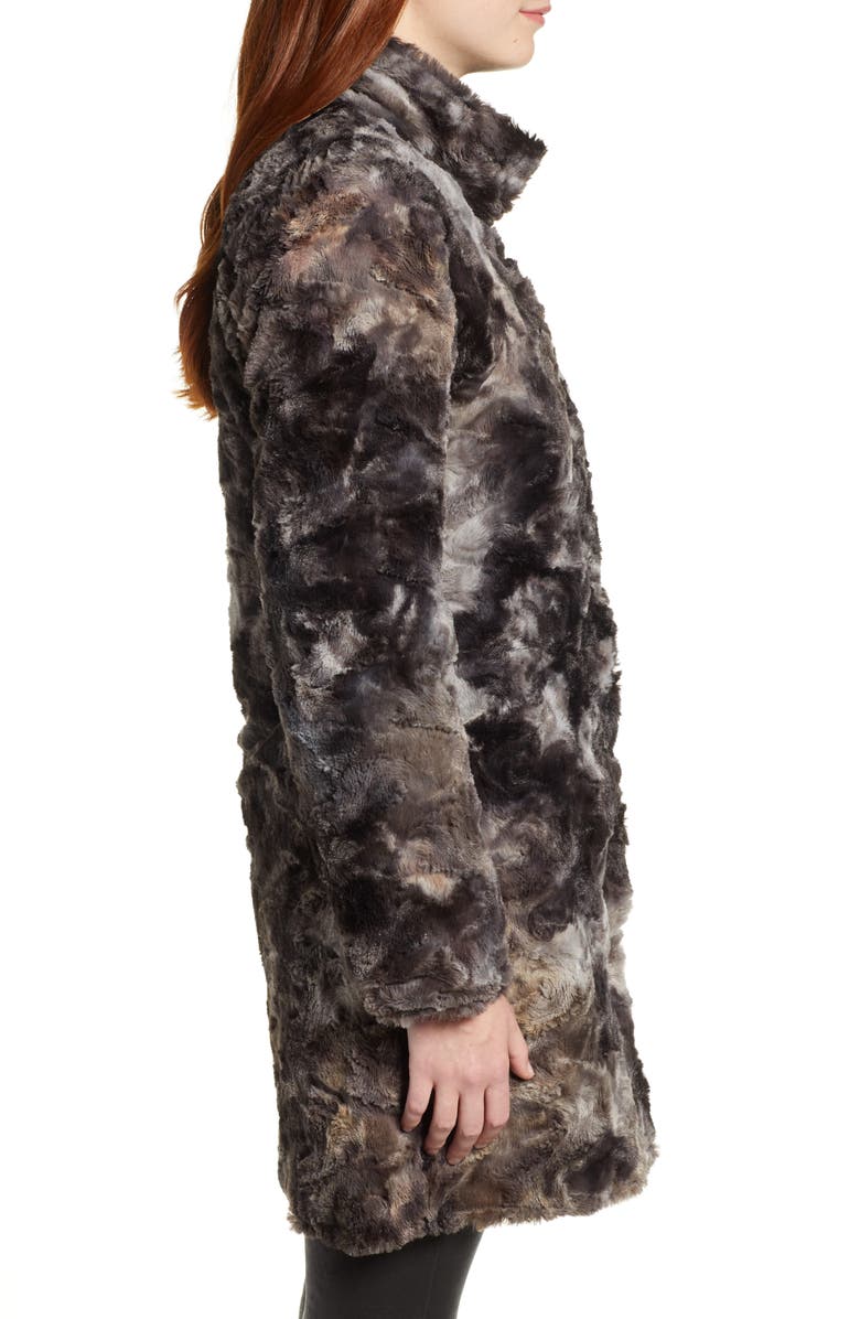 Via Spiga Reversible Faux Marled Fur Coat, Alternate, color, 