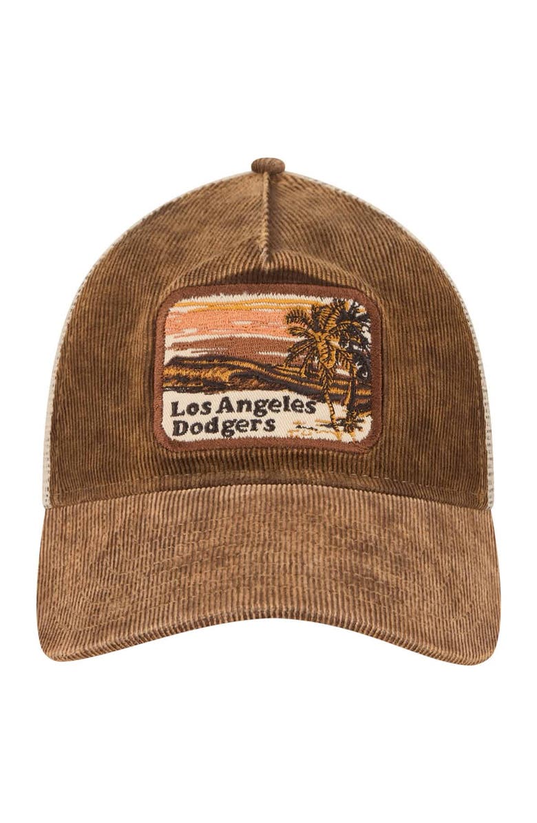 New Era Men's New Era Dark Brown Los Angeles Dodgers Vintage Landscape 9TWENTY A-Frame Adjustable Trucker Hat, Alternate, color, Dark Brown