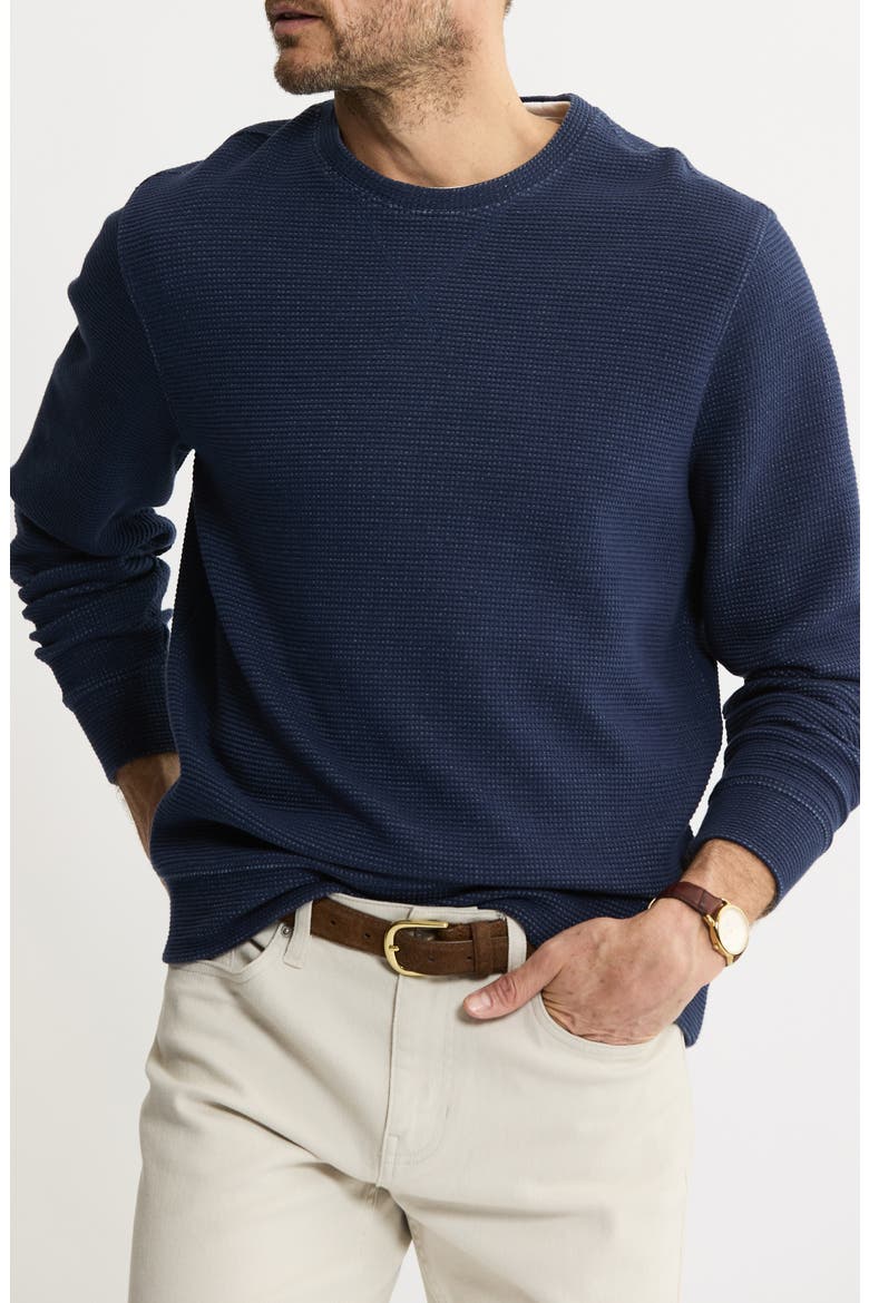 Textured Knit Crewneck Sweatshirt, Main, color, NAVY