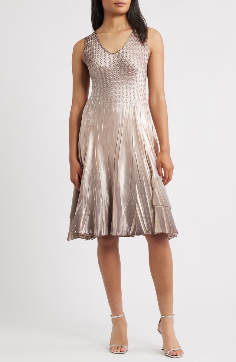 Komarov Sleeveless Charmeuse & Chiffon Cocktail Dress with Jacket, Alternate, color, Oyster Smoke Ombre