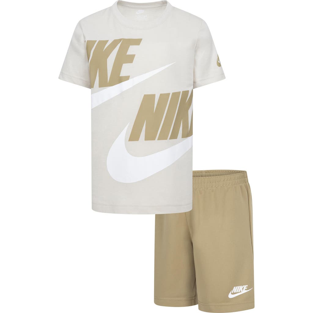 Nike Kids' Futura Performance Graphic T-shirt & Shorts Set In Parachute Beige