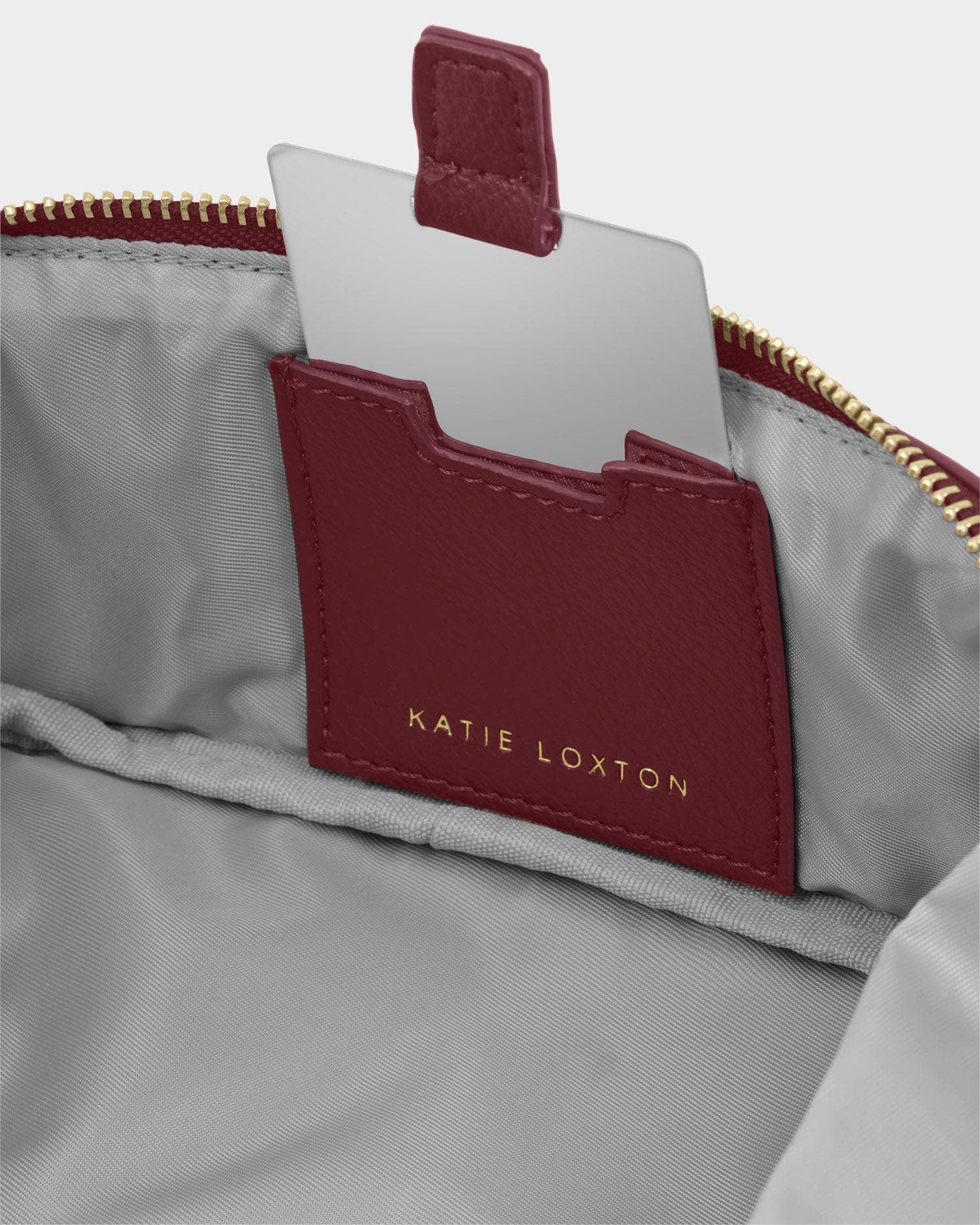 Fold-Out Mirror Makeup Bag in Cherry, Alternate, color, Cherry