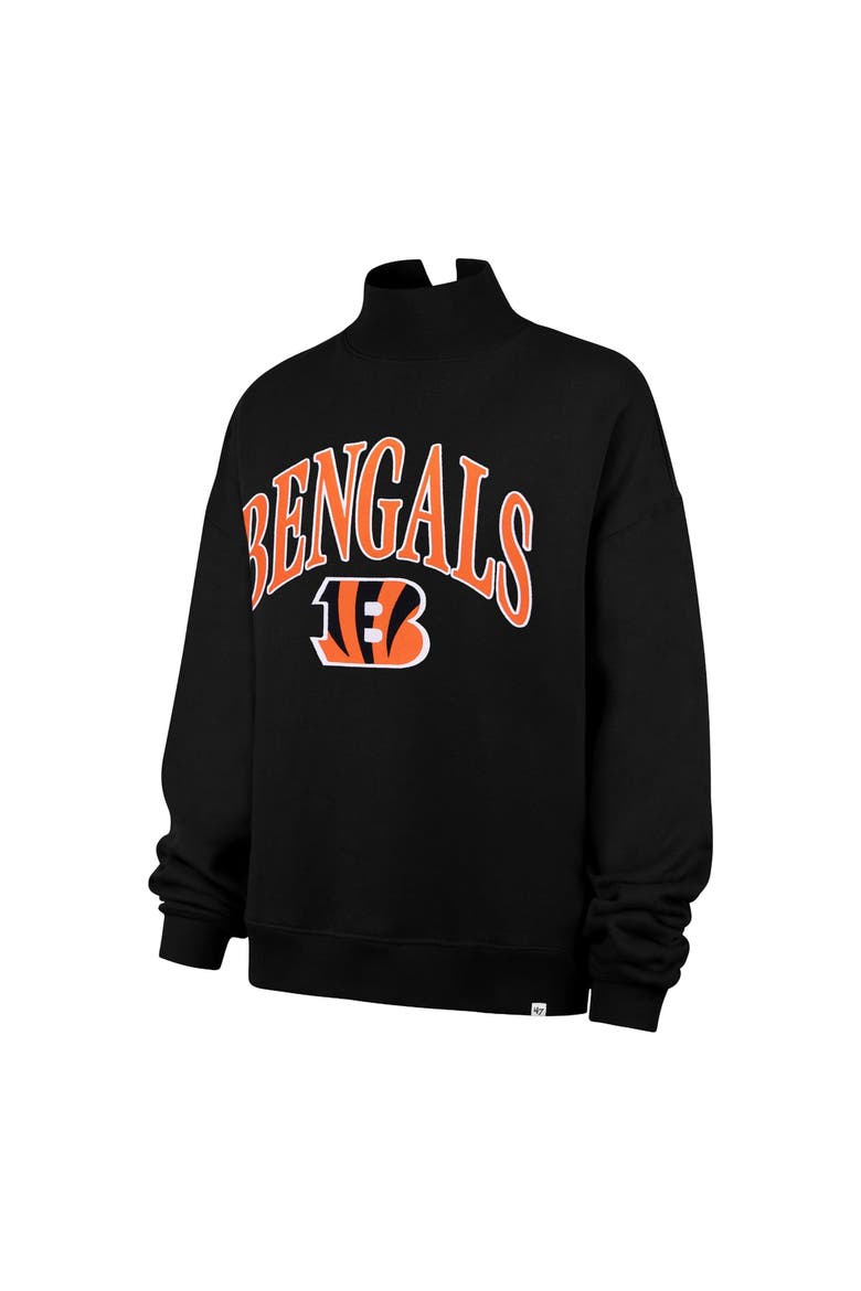 Women's '47 Black Cincinnati Bengals Oversized Vantage Mock Neck Sweatshirt, Alternate, color, Black
