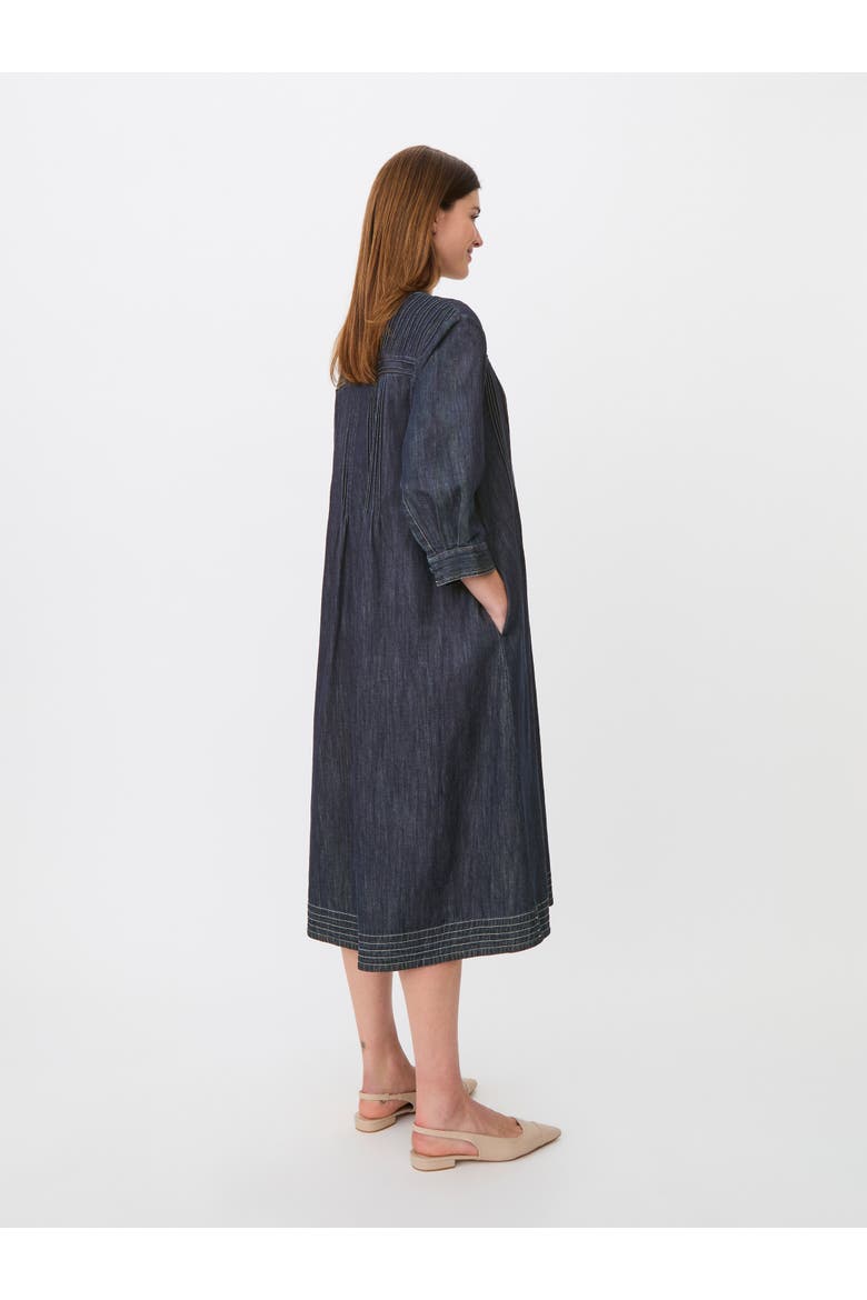 MaNakillaia Mandarin Collar Midi Dress, Alternate, color, Dark Denim