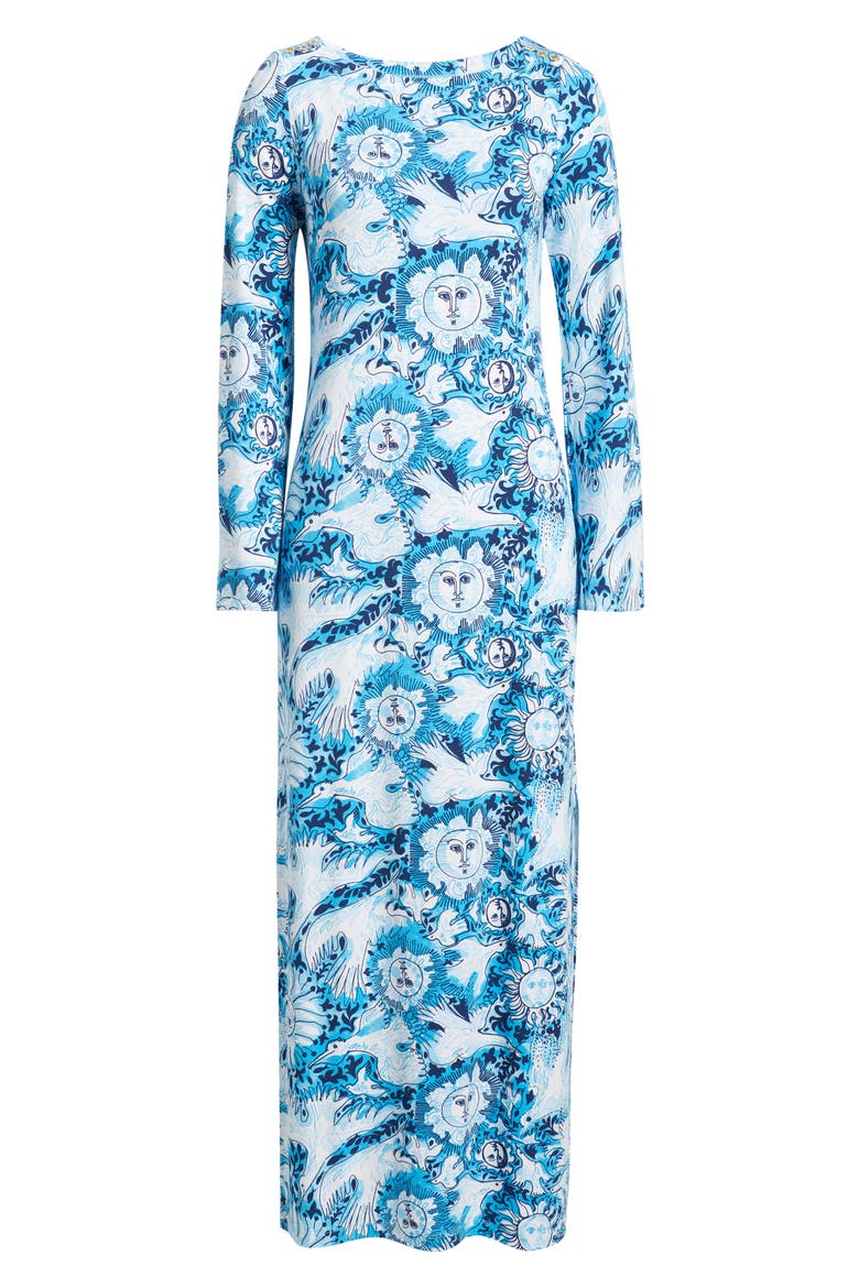 Breena Seagull Print Maxi Dress, Alternate, color, BELLEVUE BLUE LILLY GULLS