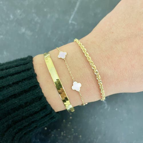 The Lovery Fine Jewelry Mini Mother Of Pearl Clover Bracelet In Silver